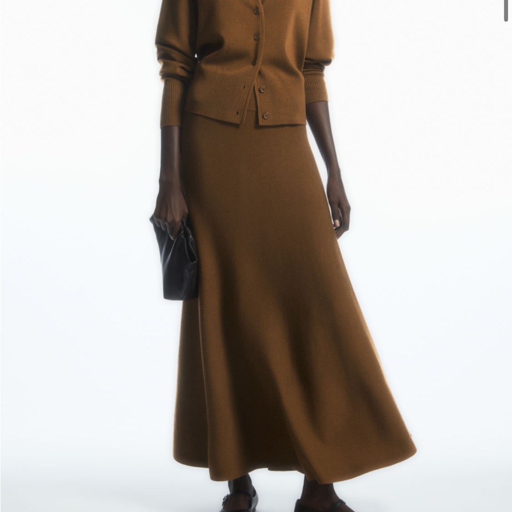 Cos KNITTED MIDI SKIRT brown